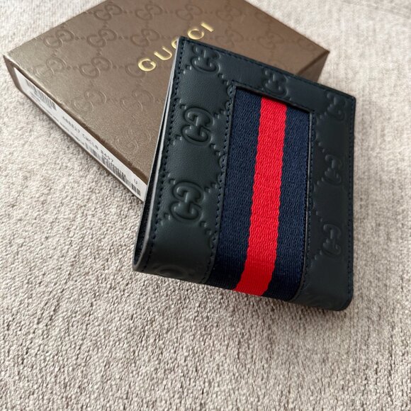 New Gucci Blue Bifold with WEB